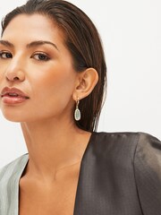 Gold Tone Recycled Metal Abalone Drop Hoop Earrings - Image 2 of 3