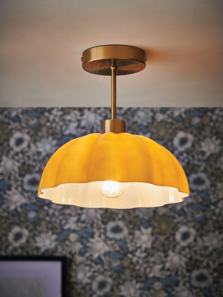 Clarke and Clarke Amber Scalloped Glass Pendant Light - Image 1 of 4