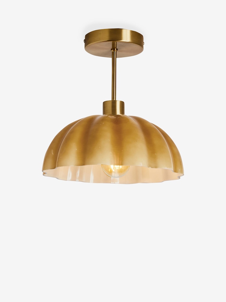 Clarke and Clarke Amber Scalloped Glass Pendant Light - Image 4 of 4