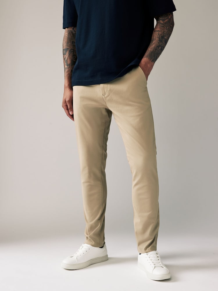 Stone Skinny Fit Stretch Chino Trousers - Image 1 of 9