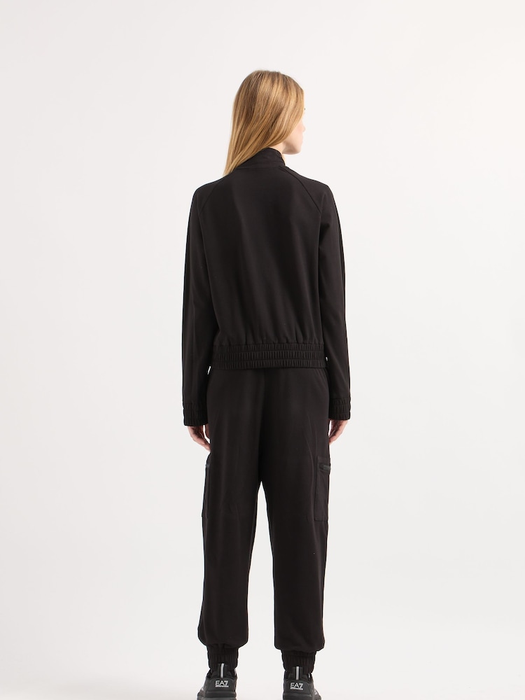 Emporio Armani EA7 Fundamental Logo Zip Through Black Tracksuit - Image 2 of 5 Emporio Armani EA7 Fundamental Logo Zip Through Black Tracksuit - Image 2 of 5