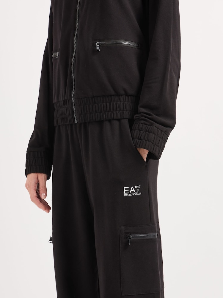 Emporio Armani EA7 Fundamental Logo Zip Through Black Tracksuit - Image 5 of 5 Emporio Armani EA7 Fundamental Logo Zip Through Black Tracksuit - Image 5 of 5