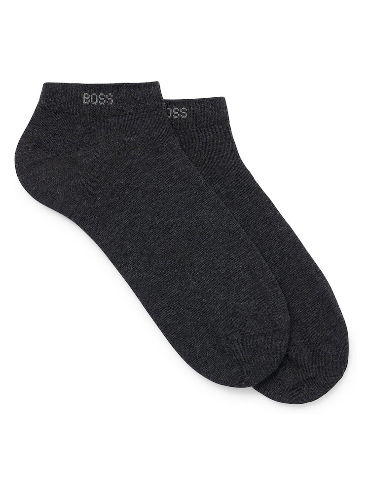 BOSS Dark Grey Ankle Socks 2 Pack - Image 1 of 3 BOSS Dark Grey Ankle Socks 2 Pack - Image 1 of 3