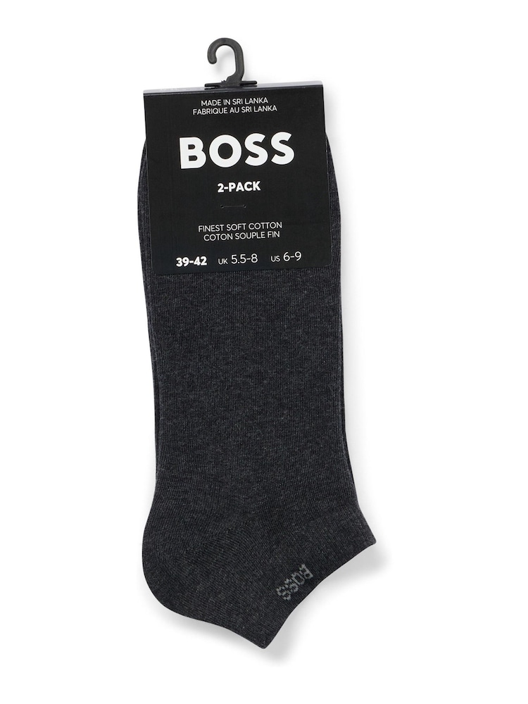 BOSS Dark Grey Ankle Socks 2 Pack - Image 2 of 3 BOSS Dark Grey Ankle Socks 2 Pack - Image 2 of 3