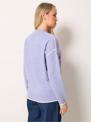 Long Tall Sally Purple Tipped Detail Knitted Jumper - Image 3 of 6