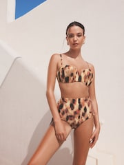 Animal Ruched Shaping Wired Bandeau Bikini Top - Image 2 of 6