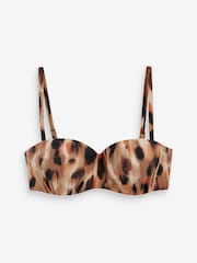 Animal Ruched Shaping Wired Bandeau Bikini Top - Image 6 of 6