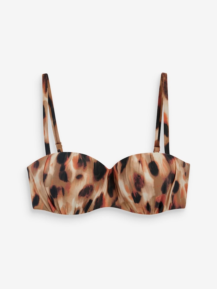 Animal Ruched Shaping Wired Bandeau Bikini Top - Image 6 of 6