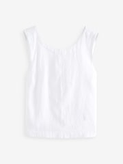 White Premium 100% Linen Wrap Top - Image 4 of 5