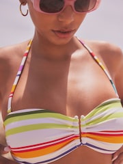 Mehrfarbig gestreift - Beschnittenes Bandeau-Bikini Top - Bild 7 von 8