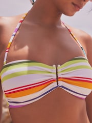 Mehrfarbig gestreift - Beschnittenes Bandeau-Bikini Top - Bild 8 von 8