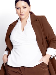 City Chic Cream Pocket Wrap Blouse - Image 1 of 3