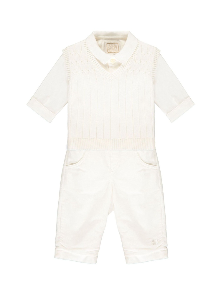 Emile Et Rose Ivory Cream 100% Cotton Tank Top, Trousers & Shirt 3pc Set - Image 2 of 6