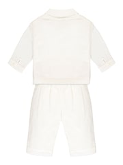 Emile Et Rose Ivory Cream 100% Cotton Tank Top, Trousers & Shirt 3pc Set - Image 3 of 6