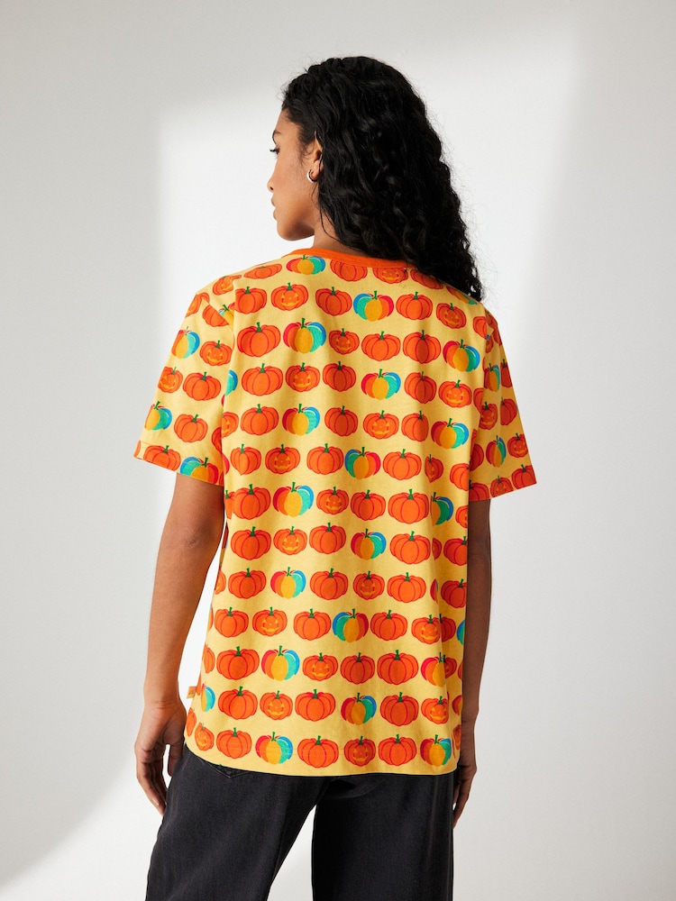 Little Bird by Jools Oliver Orange Adults Short Sleeve Halloween Raglan T-Shirt - Image 2 of 7 Little Bird by Jools Oliver Orange Adults Short Sleeve Halloween Raglan T-Shirt - Image 2 of 7