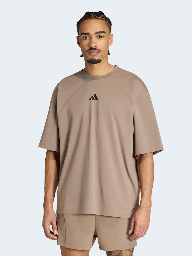adidas Cream Primelift Workout Oversize T-Shirt - Image 1 of 7 adidas Cream Primelift Workout Oversize T-Shirt - Image 1 of 7