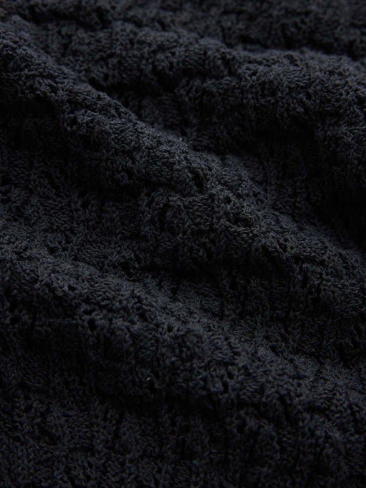 Black Mono Long Sleeve Frill Collar Cardigan - Image 3 of 3