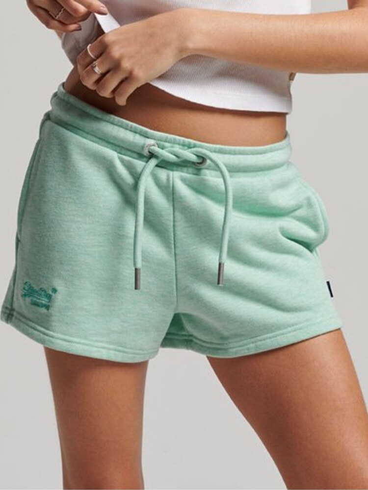Superdry Green Vintage Logo Embroidered Jersey Shorts - Image 1 of 5