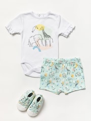 Lily & Jack Blue Bodysuit/Shorts and Shoes Outfit Set - Image 1 of 4
