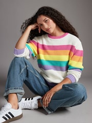 Little Bird by Jools Oliver Pink Striped 100% Cotton Jumper - Image 1 of 7