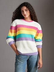 Little Bird by Jools Oliver Pink Striped 100% Cotton Jumper - Image 2 of 7