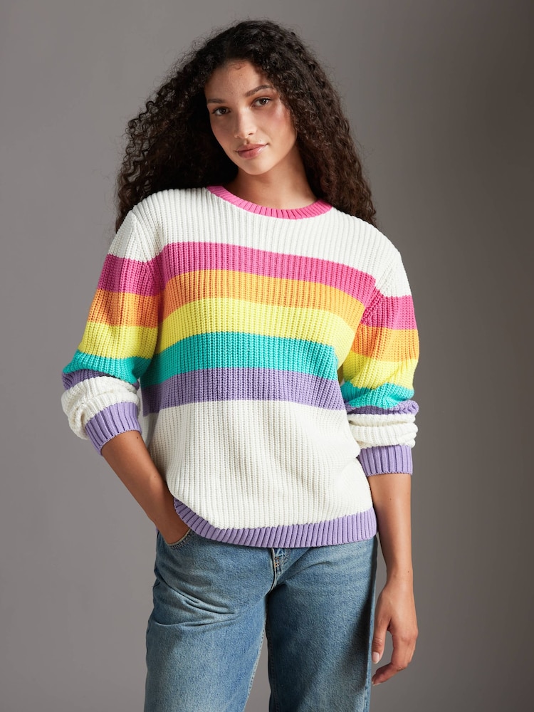 Little Bird by Jools Oliver Pink Striped 100% Cotton Jumper - Image 2 of 7