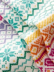 Little Bird by Jools Oliver Pink Adult 100% Cotton Pastel Rainbow Christmas Fairisle Pattern Knitted Jumper - Image 7 of 8
