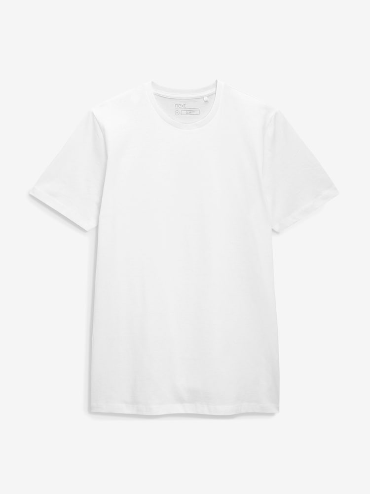 Bela - ozek kroj - Essential okrogel ovratnik; z okroglim ovratnikom Bombažna majica - Slika 4 iz 4 Bela - ozek kroj - Essential okrogel ovratnik; z okroglim ovratnikom Bombažna majica - Slika 4 iz 4