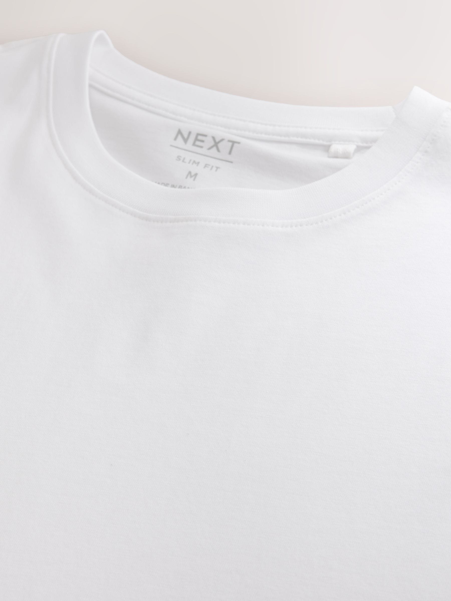 Buy White Slim Fit Essential Crew Neck Cotton T-Shirt from Next