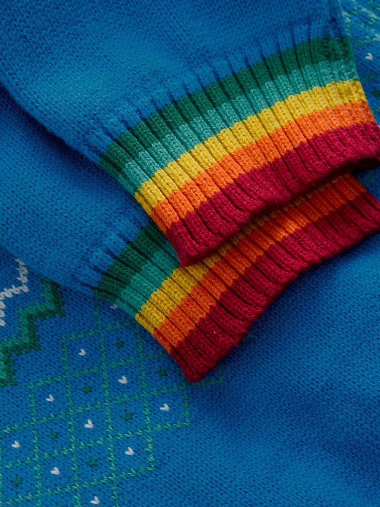 Little Bird by Jools Oliver Multi Adult 100% Cotton Rainbow Christmas Fairisle Pattern Knitted Jumper - Image 8 of 8