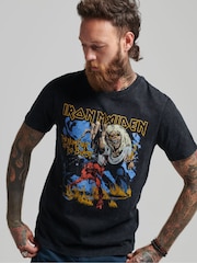 Superdry Black 100% Cotton Iron Maiden x Limited Edition T-Shirt - Image 1 of 4