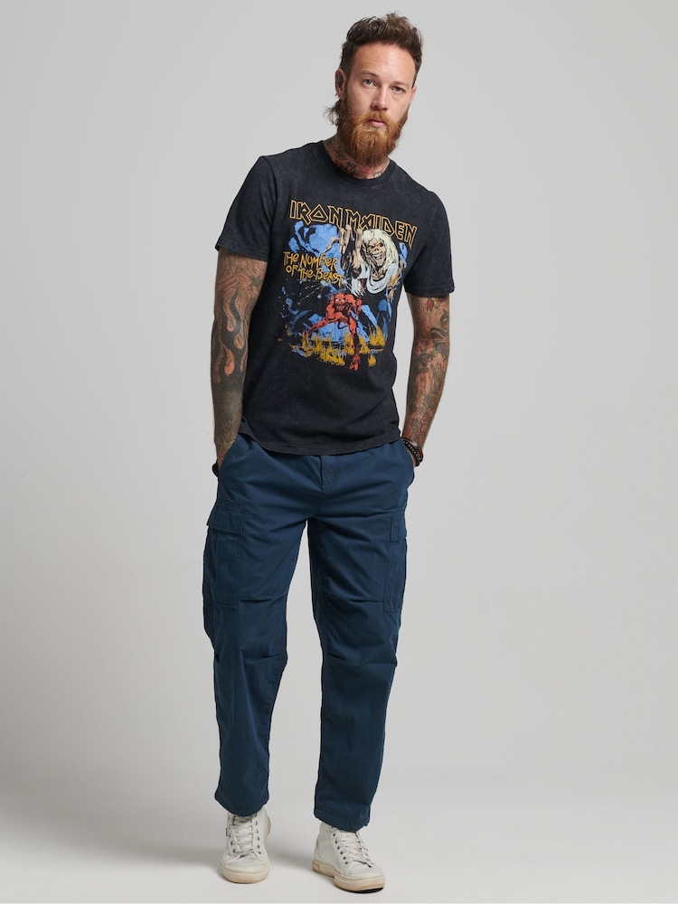 Superdry Black 100% Cotton Iron Maiden x Limited Edition T-Shirt - Image 2 of 4