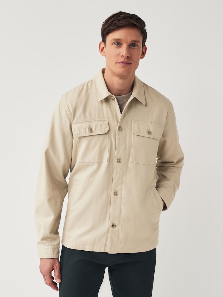 Ecru Cotton Linen Shacket - Image 1 of 10