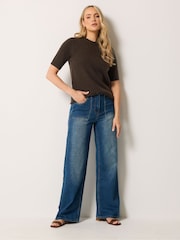 Long Tall Sally Brown Short Sleeve Knitted Jumper - Image 2 of 6
