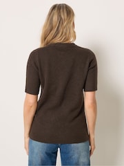 Long Tall Sally Brown Short Sleeve Knitted Jumper - Image 3 of 6