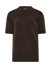 Long Tall Sally Brown Short Sleeve Knitted Jumper - Image 5 of 6