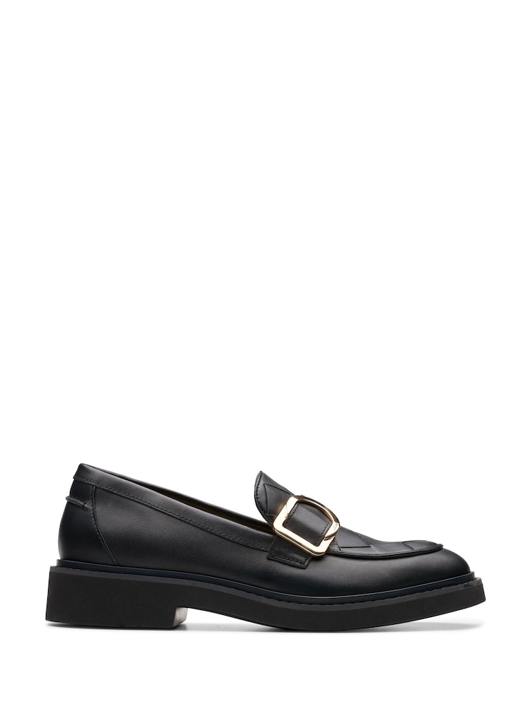 Clarks Black Leather Splend Penny Loafer Shoes - Image 1 of 7