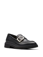 Clarks Black Leather Splend Penny Loafer Shoes - Image 2 of 7