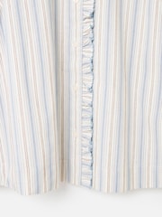 Oliver Bonas White Cream & Blue Striped Frill Neck Blouse - Image 6 of 6