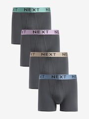 Grey Mixed Light Metallic Waistband 4 Pack Hipster Boxers - Image 1 of 7