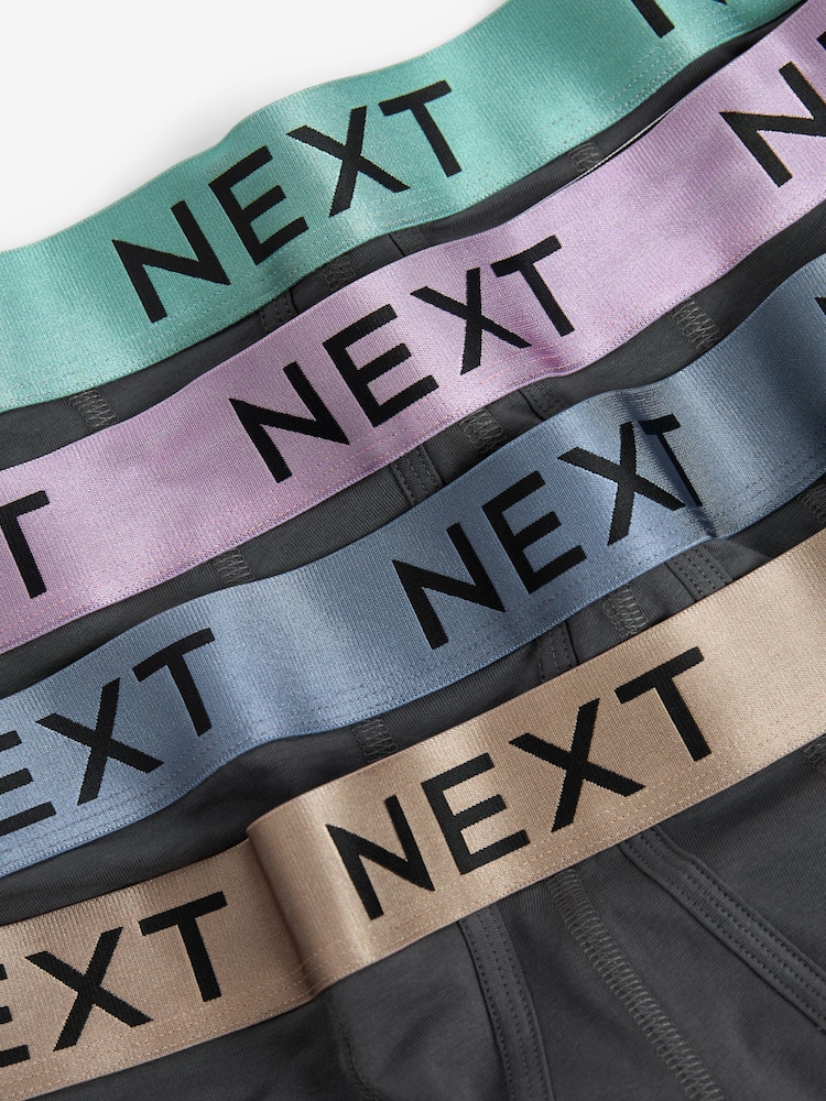 Grey Mixed Light Metallic Waistband 4 Pack Hipster Boxers - Image 7 of 7