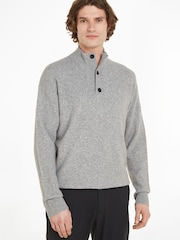 Grau - Calvin Klein Pullover mit Knopfleiste - Bild 1 von 5