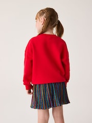 Little Bird by Jools Oliver Red Christmas Festive 100% Cotton Sweatshirt - Image 4 of 7