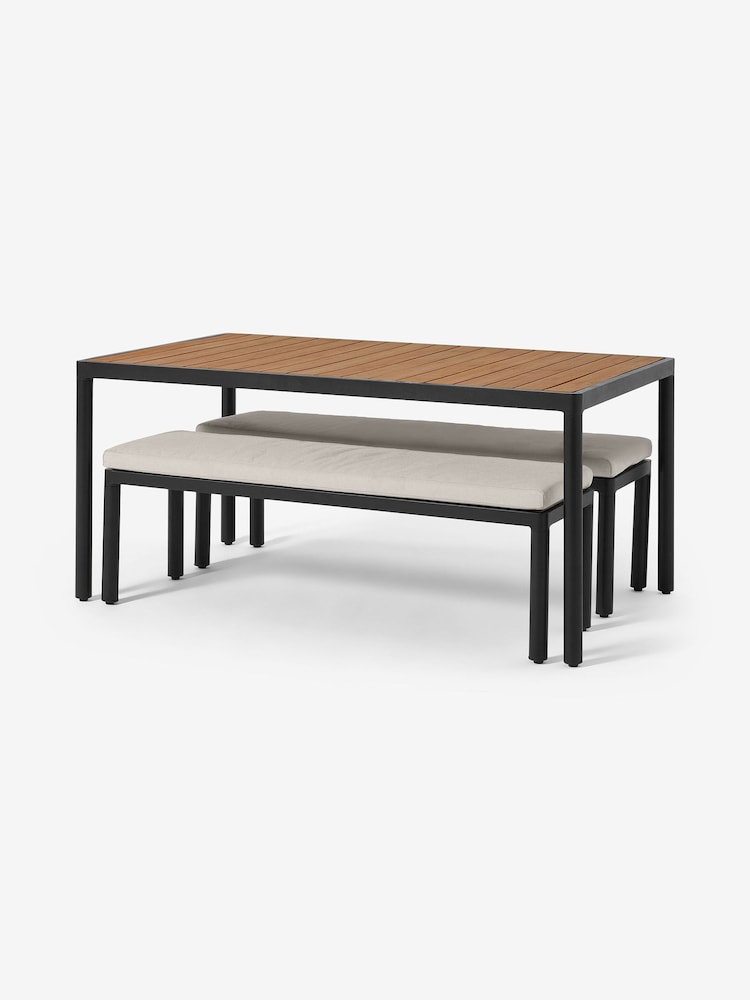 MADE.COM Grey Sassari Garden Dining Bench Set - Image 2 of 9