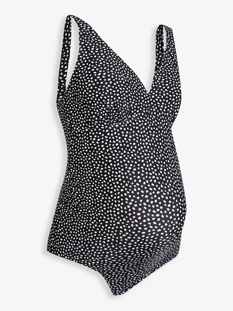 JoJo Maman Bébé Black & White Spot V-Neck Maternity Swimsuit - Image 6 of 6
