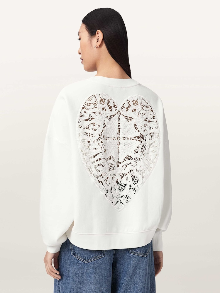 AllSaints White Esme Pippa Sweatshirt - Image 2 of 7 AllSaints White Esme Pippa Sweatshirt - Image 2 of 7