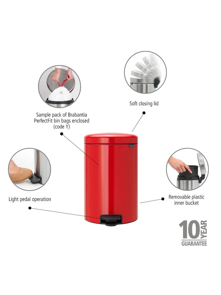 Brabantia Red NewIcon 20L Pedal Bin - Image 6 of 6 Brabantia Red NewIcon 20L Pedal Bin - Image 6 of 6
