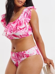 Figleaves Pink Floral Fiji Ruched Side Bikini Briefs - Image 1 of 4
