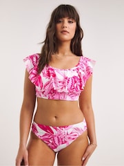 Figleaves Pink Floral Fiji Ruched Side Bikini Briefs - Image 3 of 4