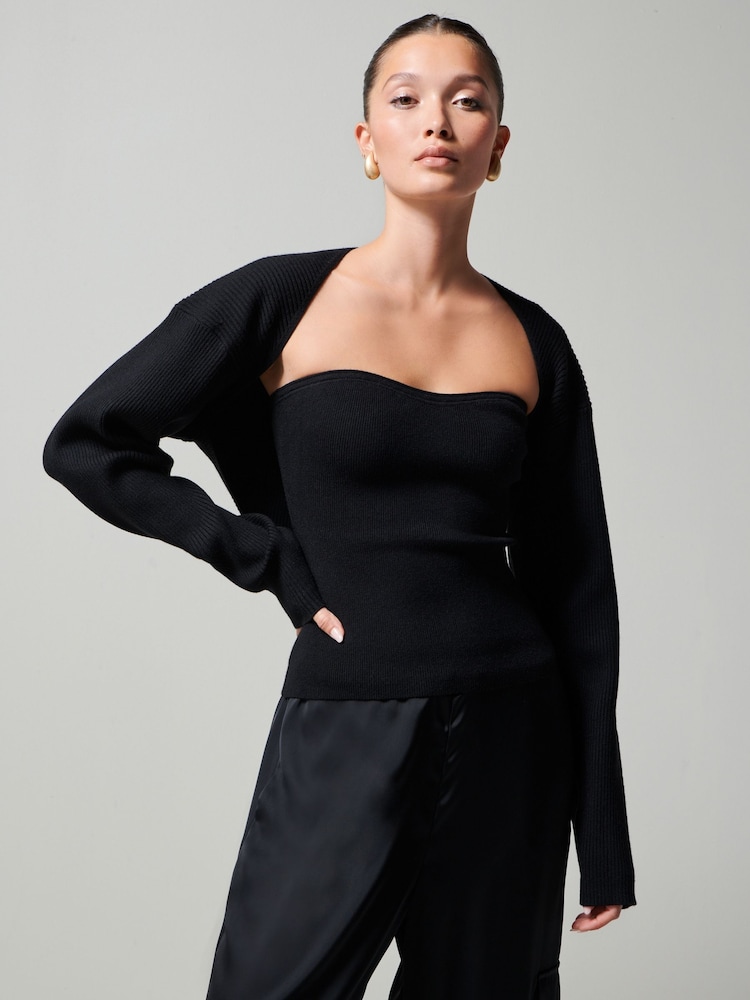Black Shrug And Boobtube Co-ord Cardigan - Image 1 of 8